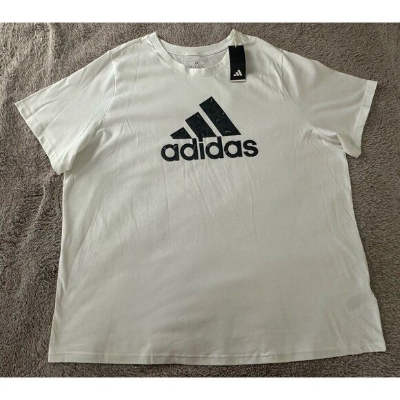 Adidas Womens Regular fit Short Sleeve Animal Print Logo T-Shirt Shirt 4X White - Picture 5 of 12